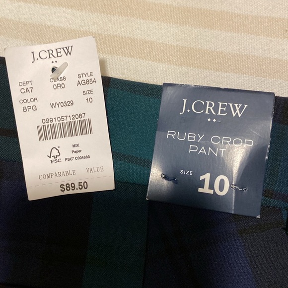 NWT J.Crew Plaid Crop Pant - Picture 6 of 8